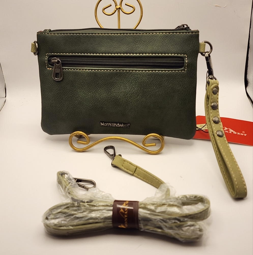 Montana West Cut-Out/Buckle Collection Wristlet Crossbody MW1177-181GN - Picture 7 of 7